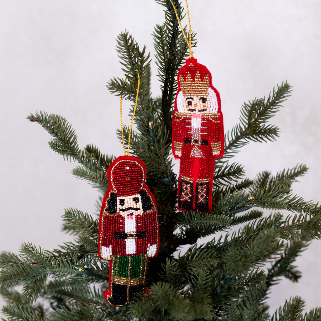 Beaded Nutcracker Ornament Gold Crown