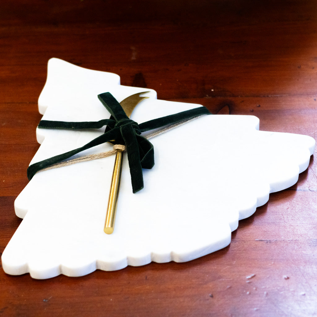 Marble Tree Serving Board with Knife