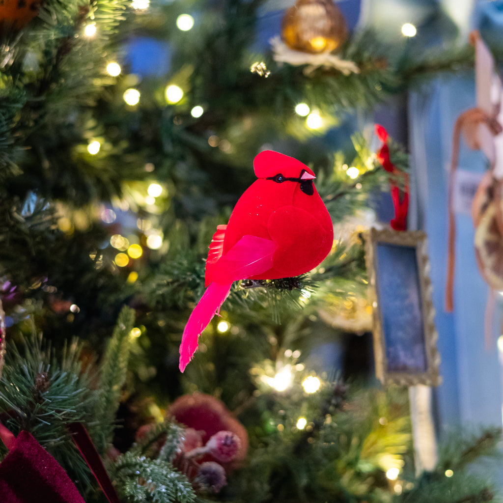 Jolly Velvet Red Cardinal Clip Ornament