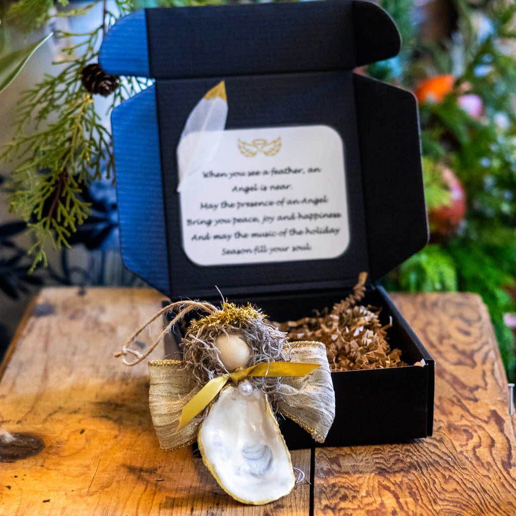 Oyster Shell Angel Ornament