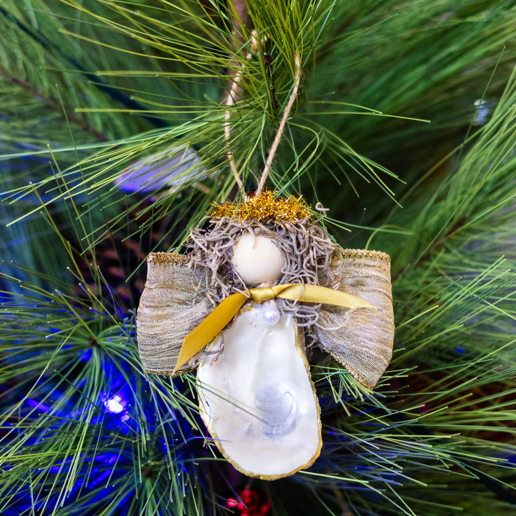 Oyster Shell Angel Ornament
