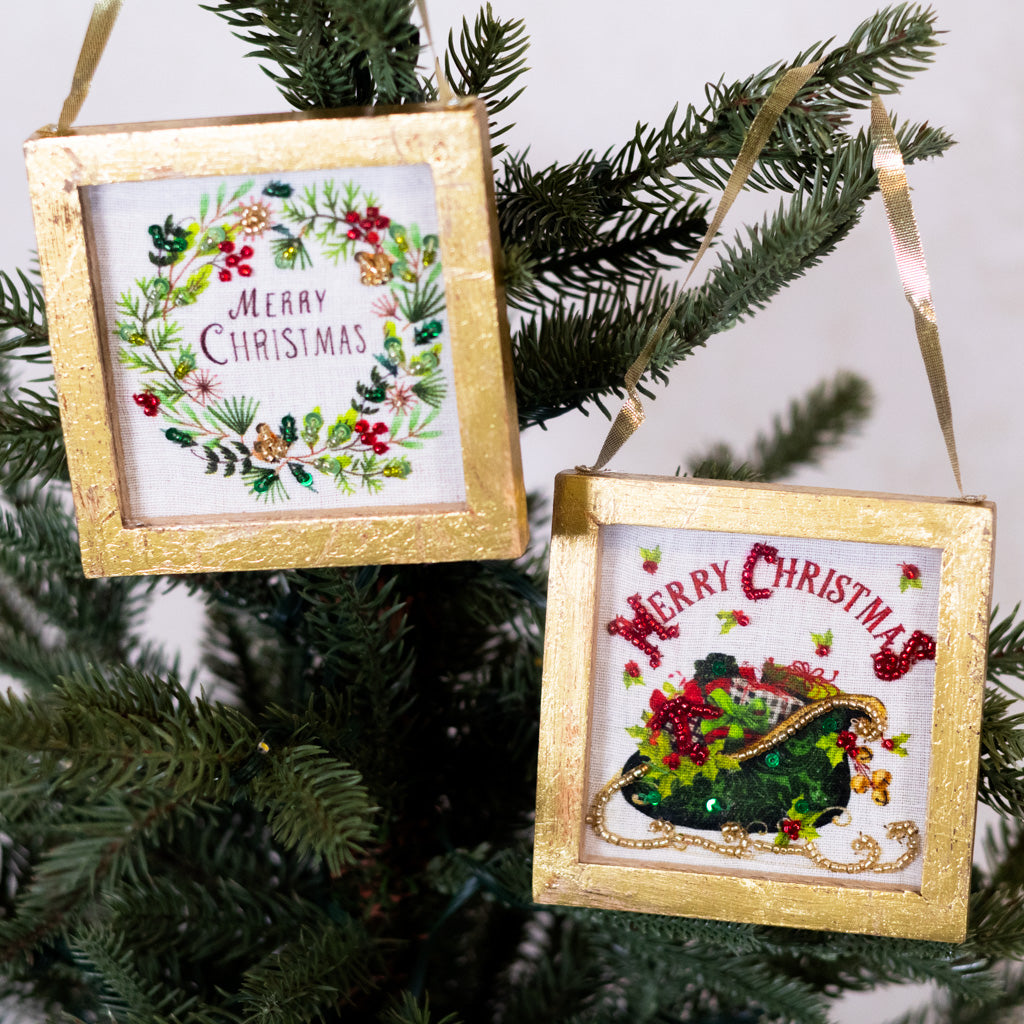 Embellished Sleigh in Wood Box Ornament