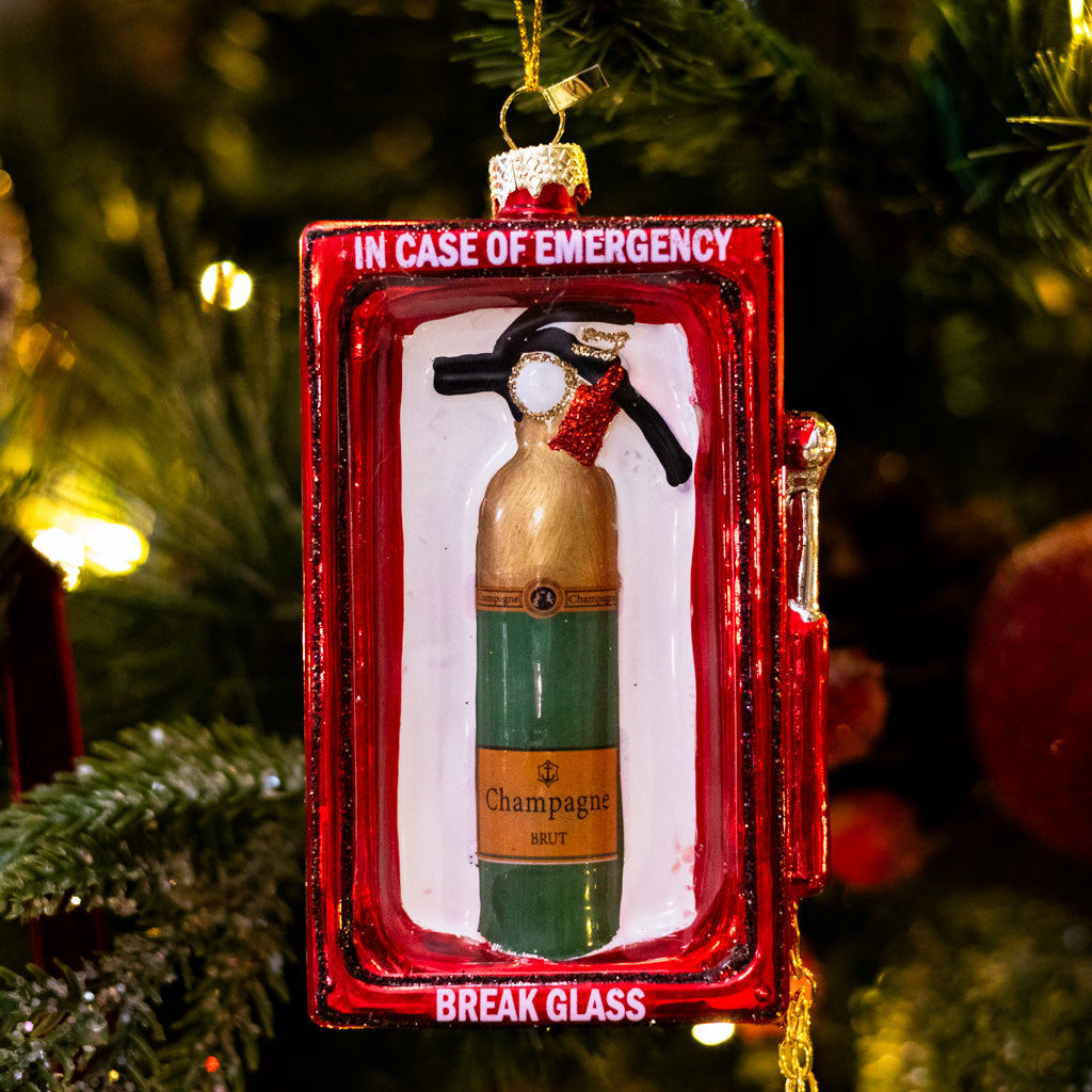 Champagne Emergency Glass Ornament