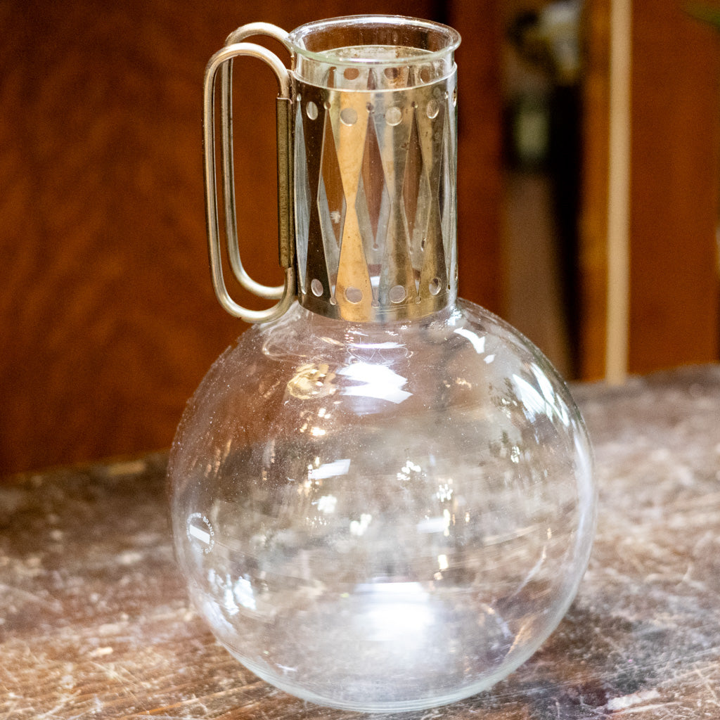 Vintage MCM Corning Pyrex Glass Carafe with Six Demitasse Cups
