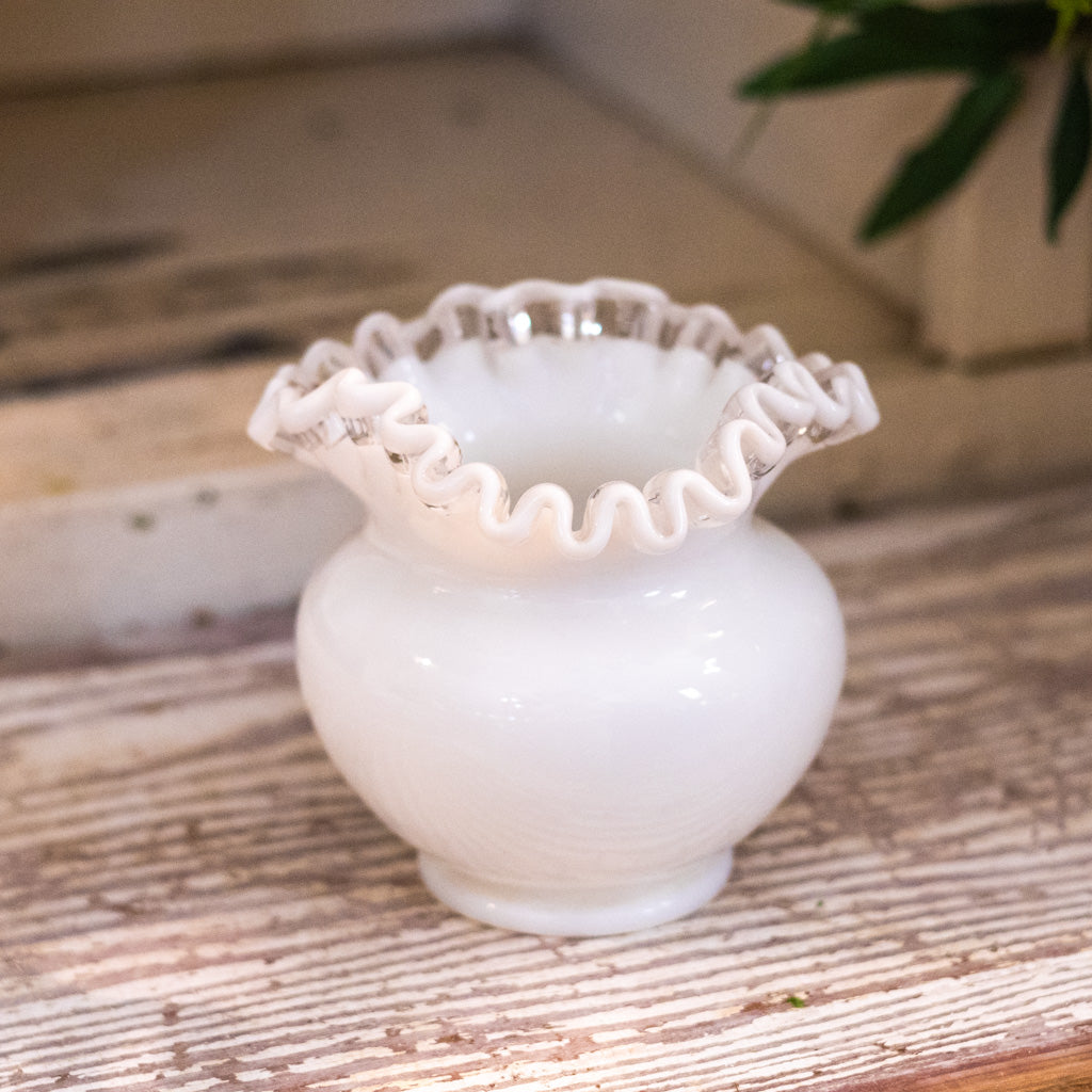 Fenton White Milk Glass Vase