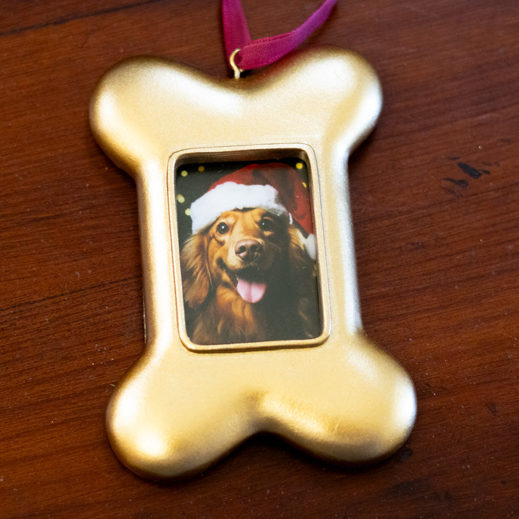 Gold Dog Bone Frame Ornament
