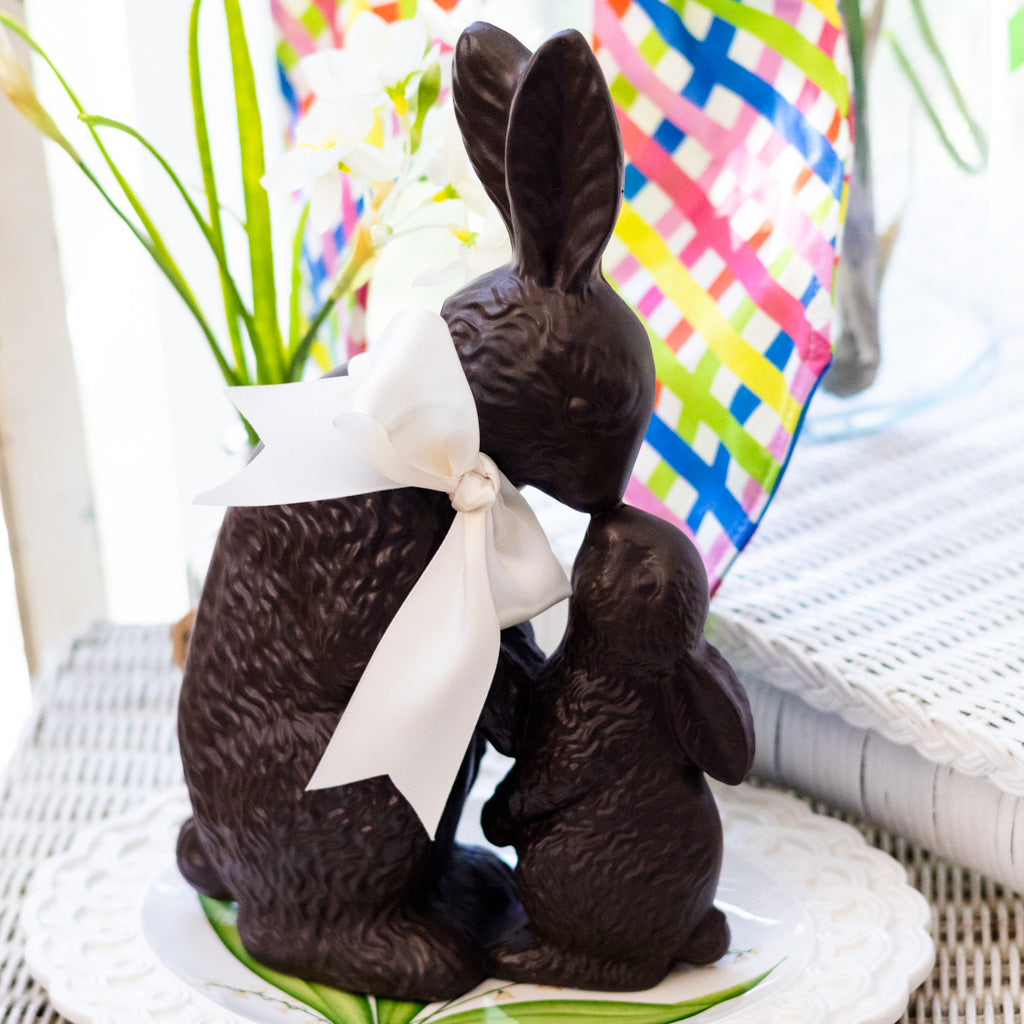 Resin Chocolate Bunny with Baby