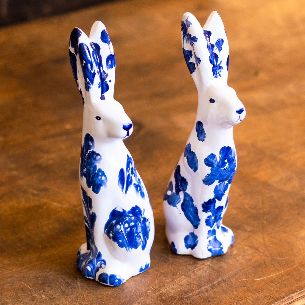 Blue White Tall Bunny Paws Side