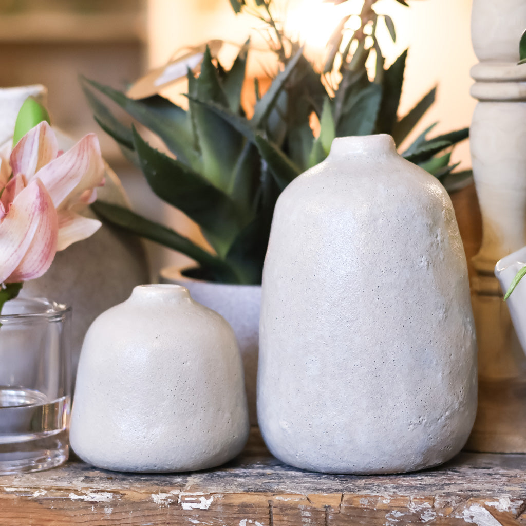 Terra Cotta Vase Gray Sand Large