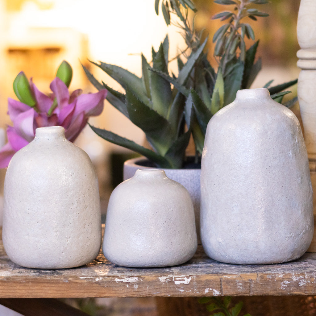 Terra Cotta Vase Gray Sand Large