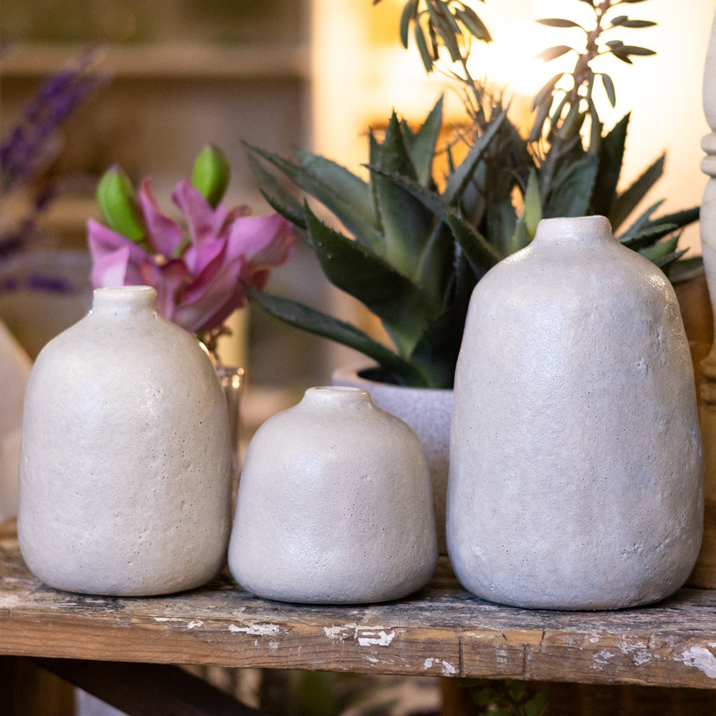 Terra Cotta Vase Gray Sand Large