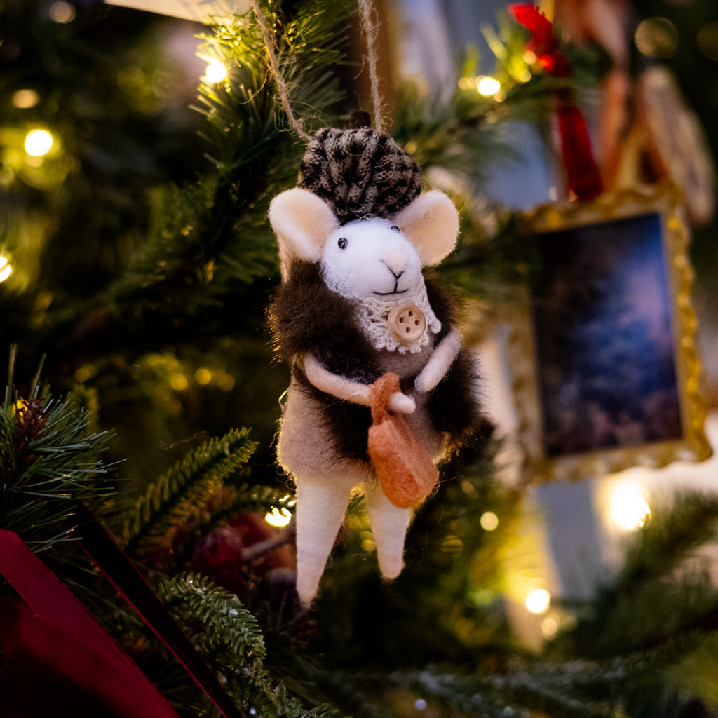 Fur Coat with Pocketbook Mouse Ornament