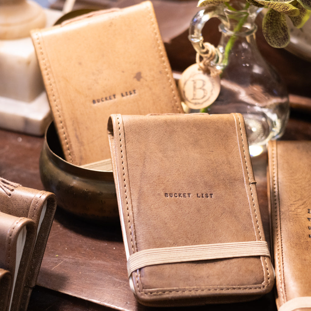Mini Bucket List Hand-Stamped Leather Journal