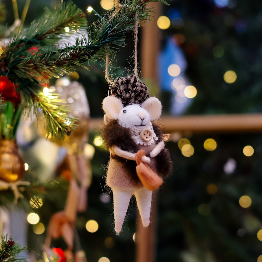 Fur Coat with Pocketbook Mouse Ornament