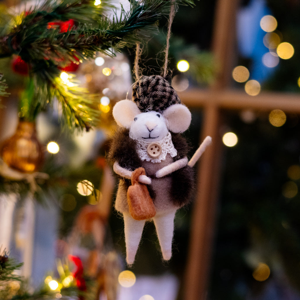 Fur Coat with Pocketbook Mouse Ornament