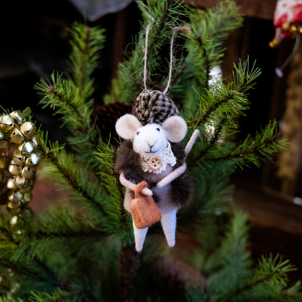 Fur Coat with Pocketbook Mouse Ornament