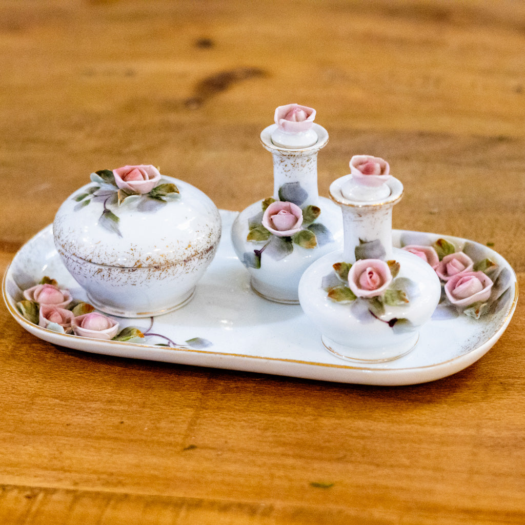 Porcelain Tray with Three Bottles Vanity Set