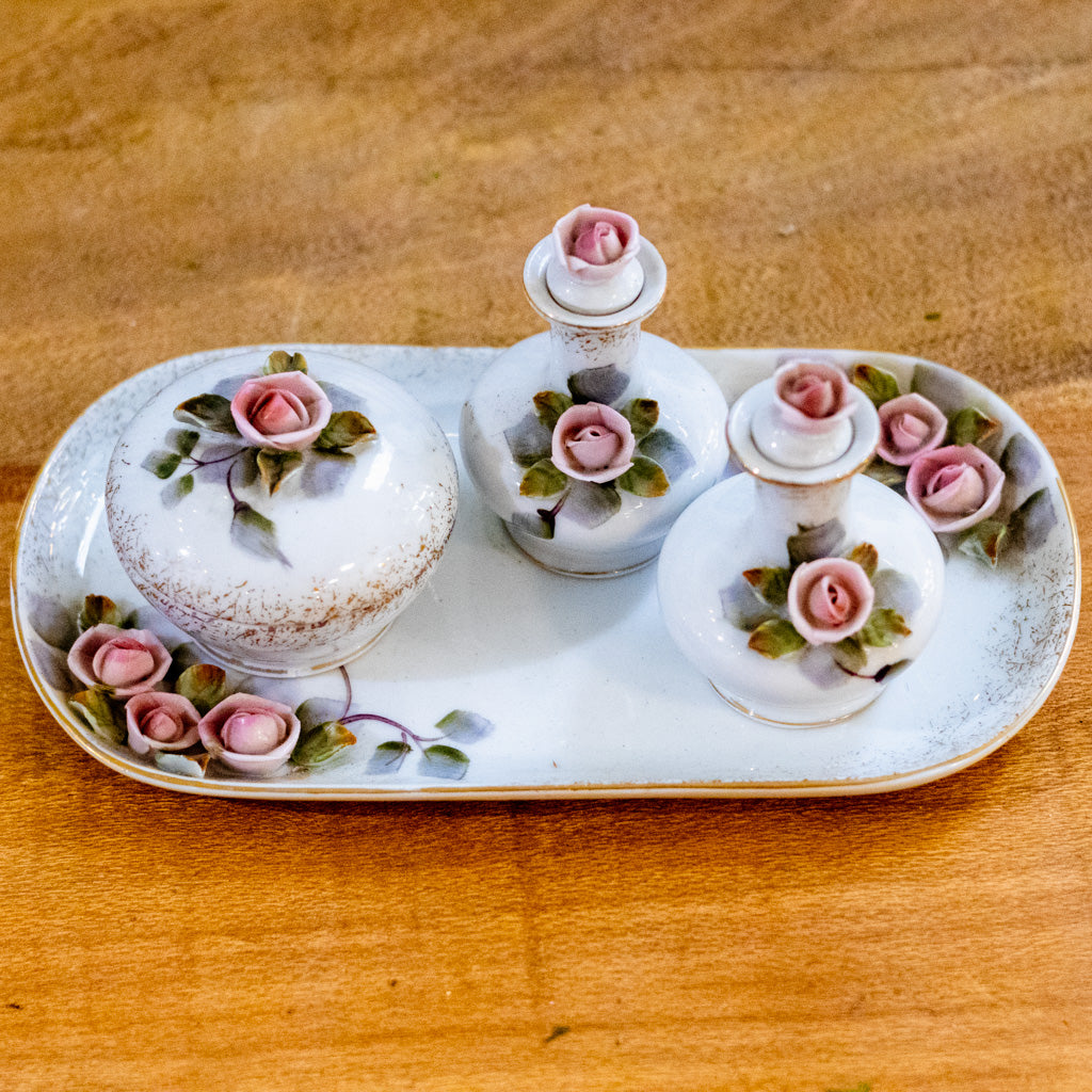 Porcelain Tray with Three Bottles Vanity Set