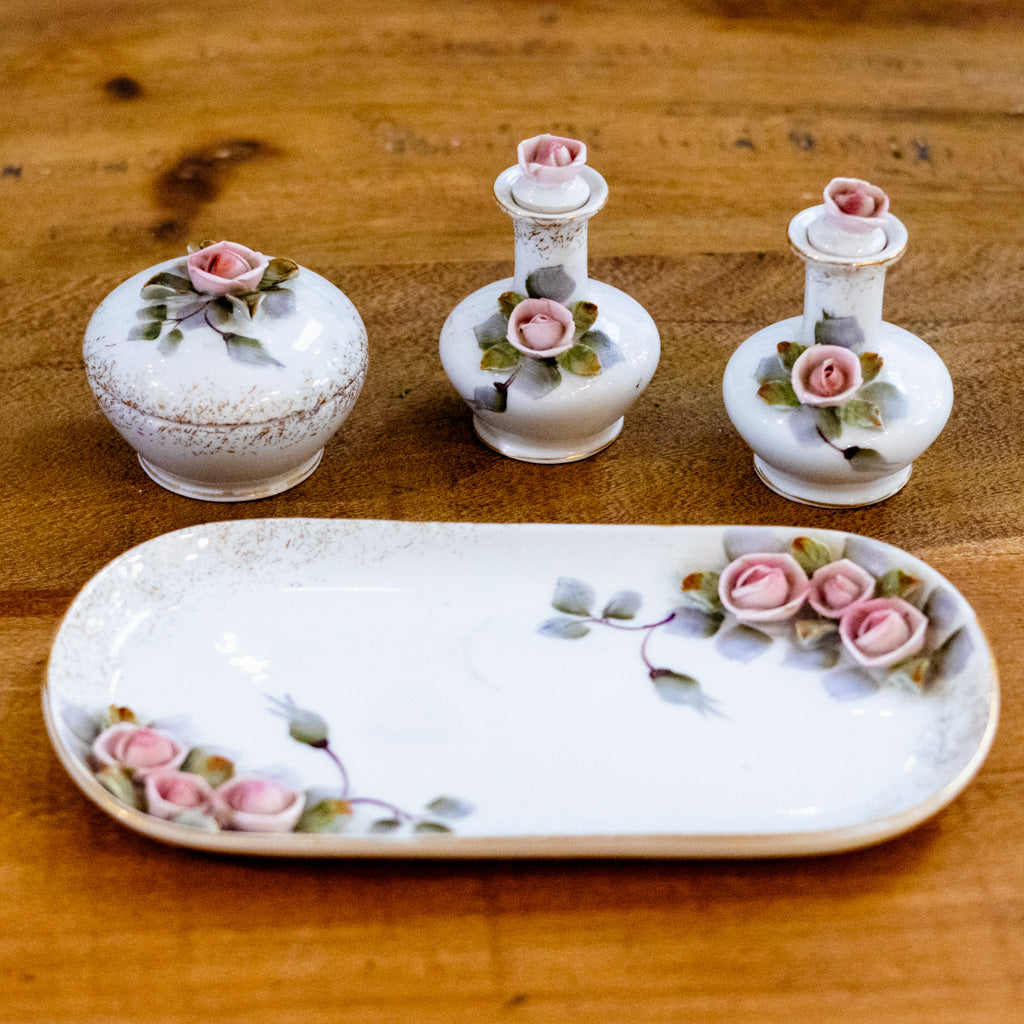 Porcelain Tray with Three Bottles Vanity Set