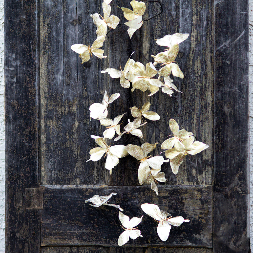 5 ft. White Metallic Butterfly Garland