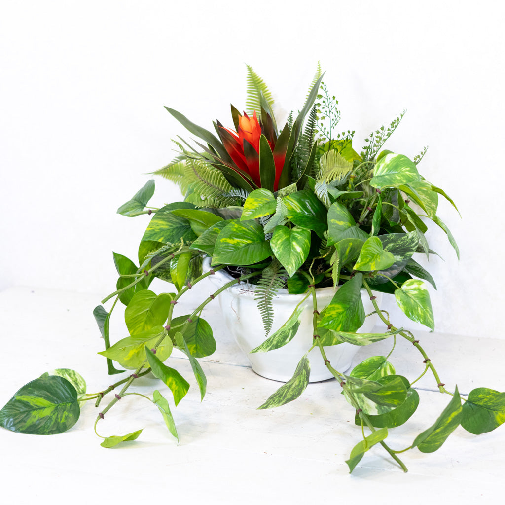 Green House Faux Dish-Garden Centerpiece Drop In