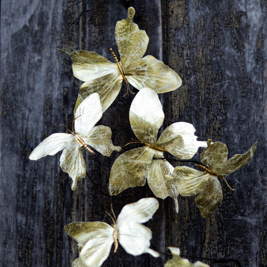 5 ft. White Metallic Butterfly Garland