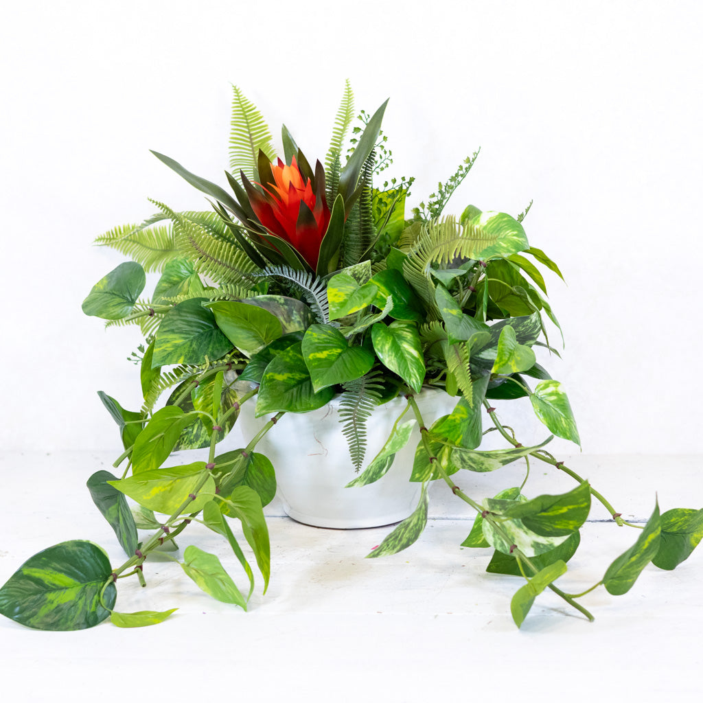 Green House Faux Dish-Garden Centerpiece Drop In