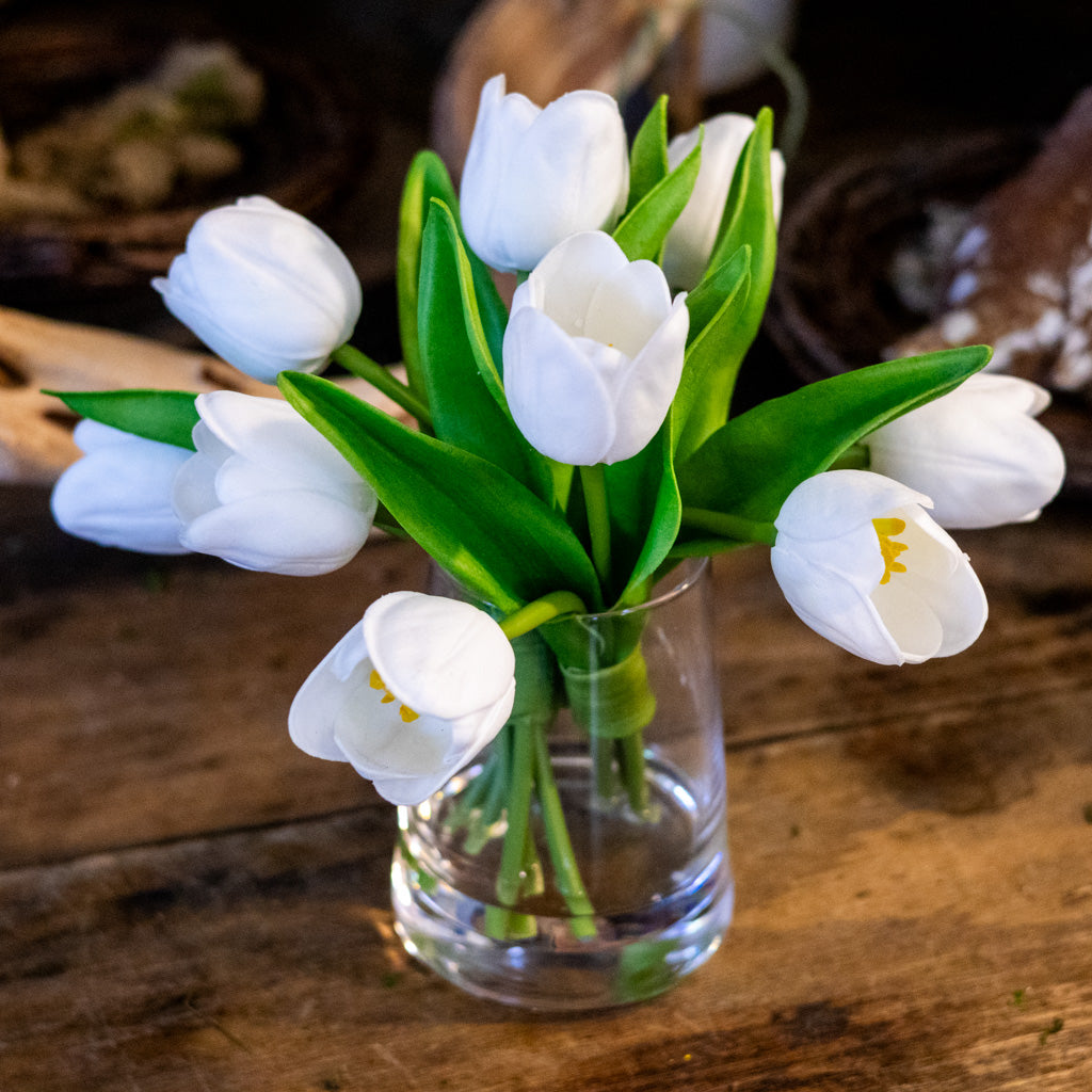 White Spring Tulips Illusion Vase