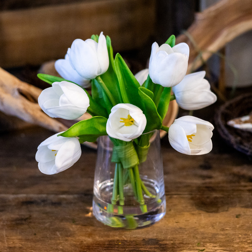 White Spring Tulips Illusion Vase
