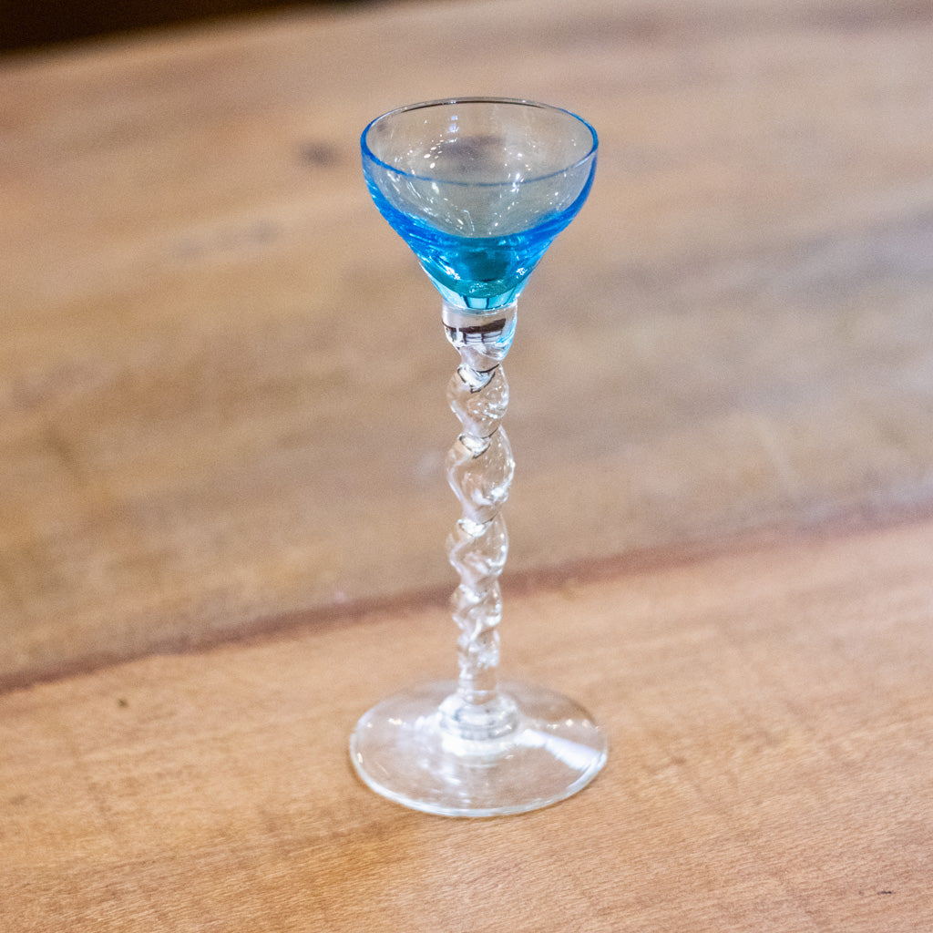Set of Six Handblown "Barley Twist" Liqueur Glasses