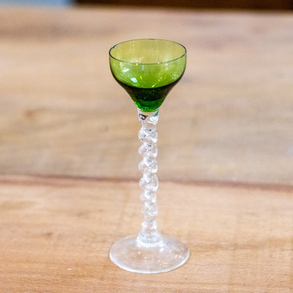 Set of Six Handblown "Barley Twist" Liqueur Glasses