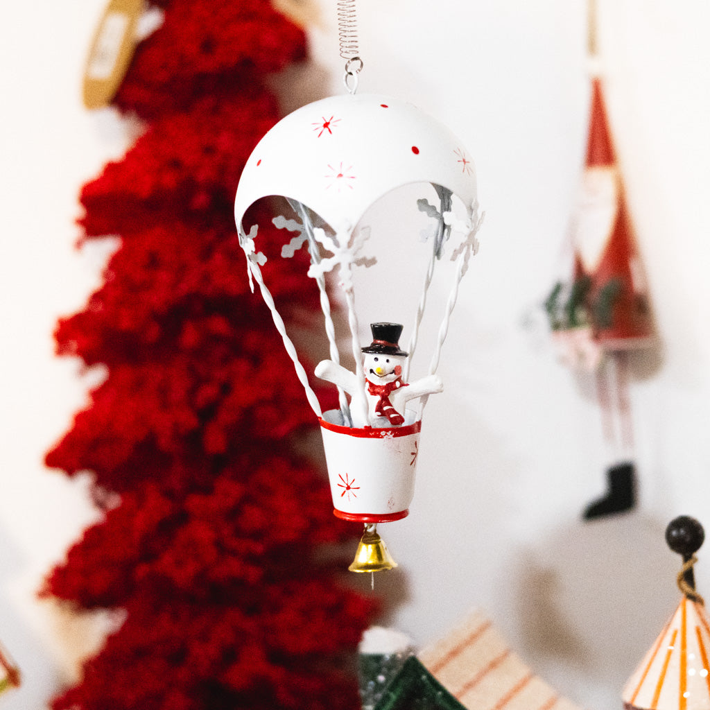 Metal Ballooning Snowman on Springs Ornament