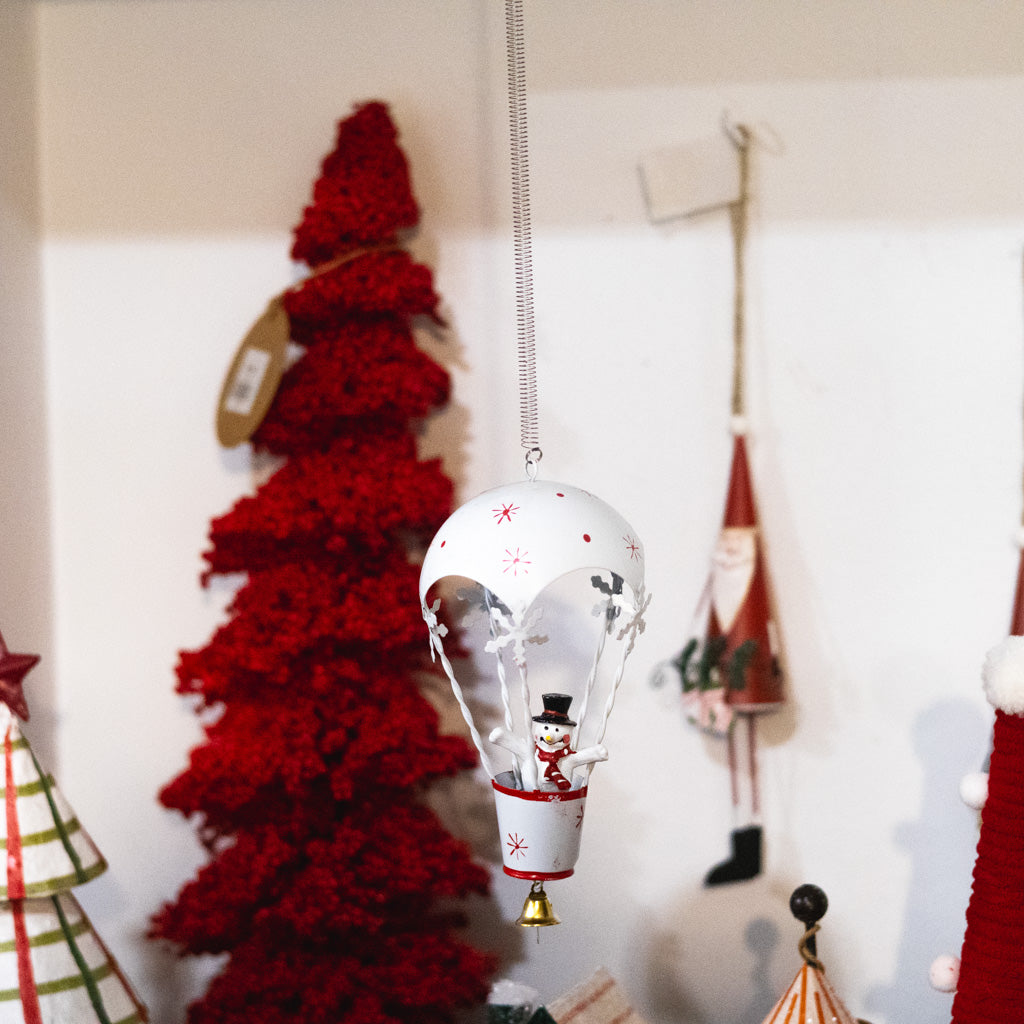 Metal Ballooning Snowman on Springs Ornament
