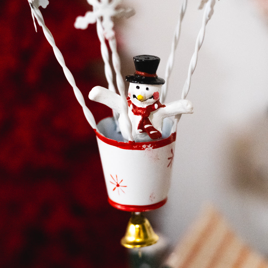 Metal Ballooning Snowman on Springs Ornament