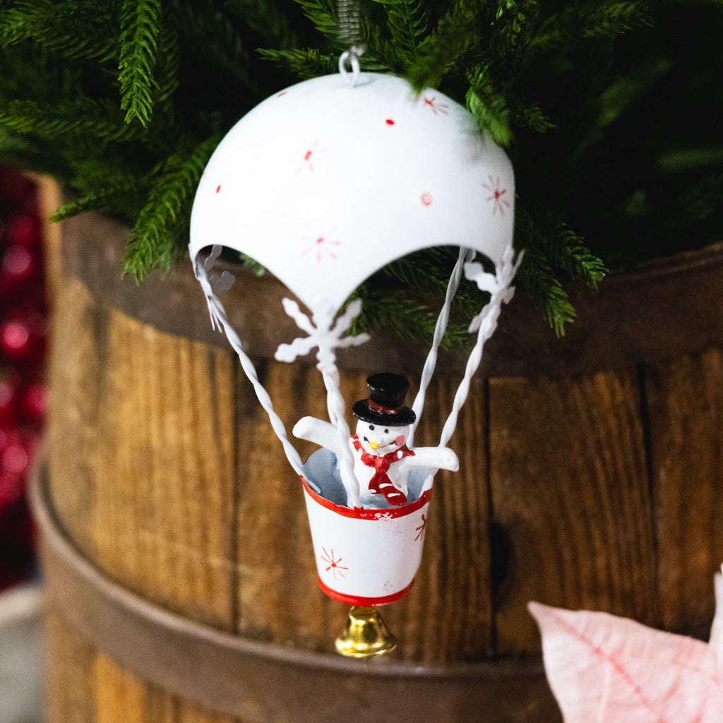 Metal Ballooning Snowman on Springs Ornament