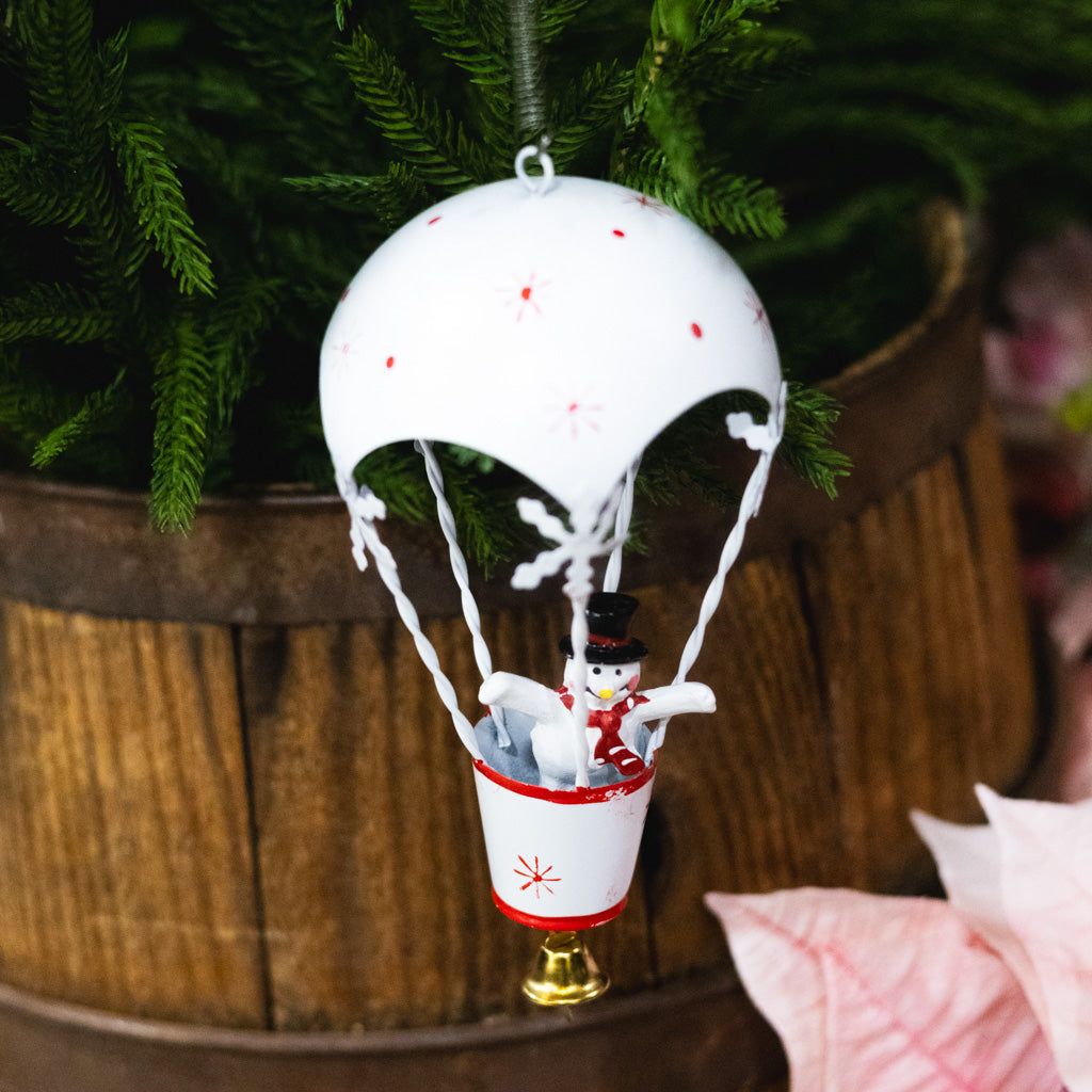 Metal Ballooning Snowman on Springs Ornament