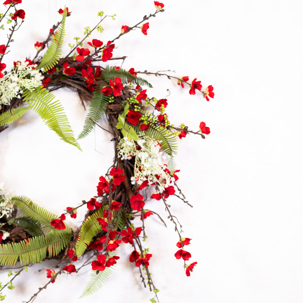 Red Cherry Blossom Wreath