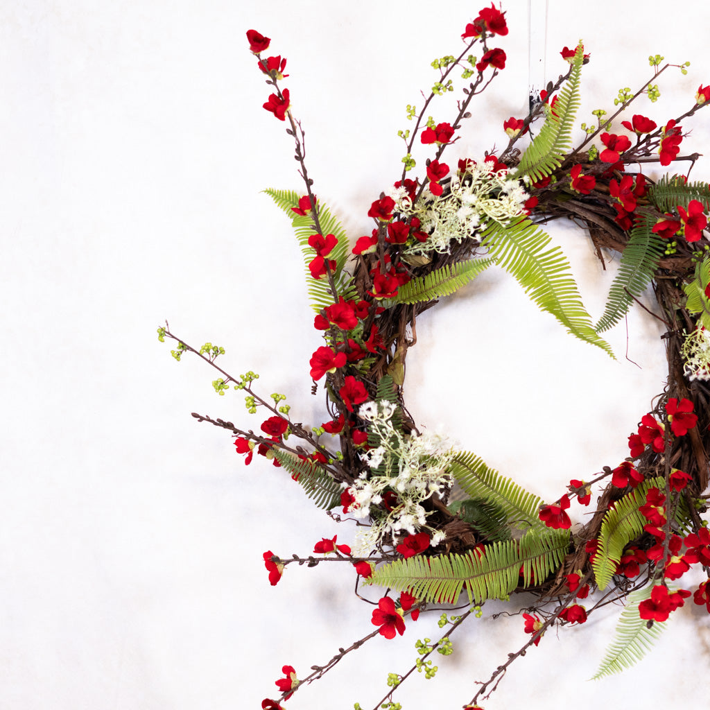 Red Cherry Blossom Wreath