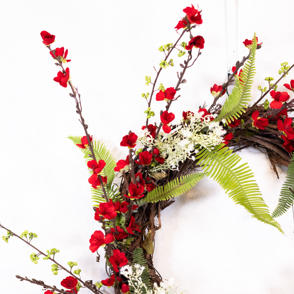 Red Cherry Blossom Wreath