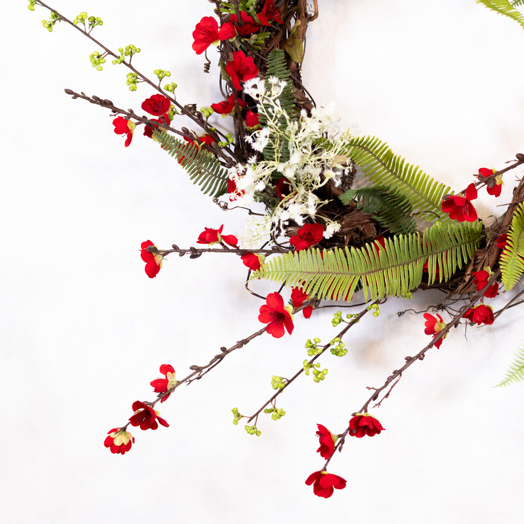 Red Cherry Blossom Wreath
