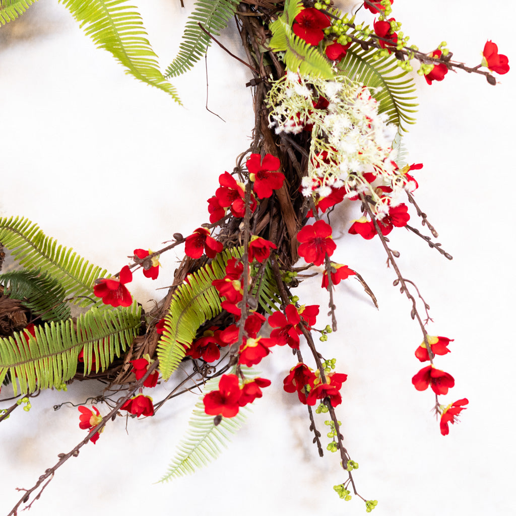 Red Cherry Blossom Wreath