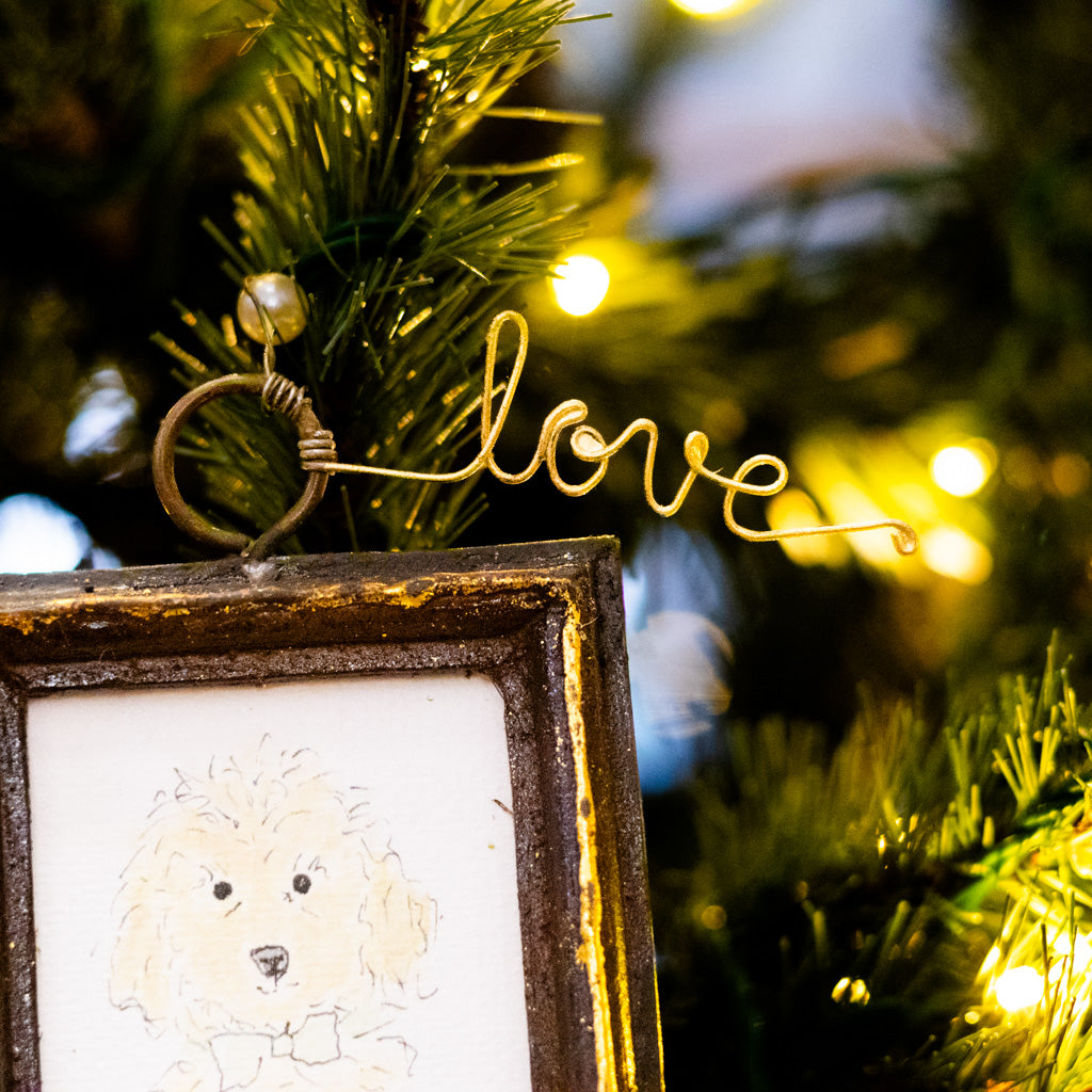 Goldendoodle with Bow Tie in Wood Frame