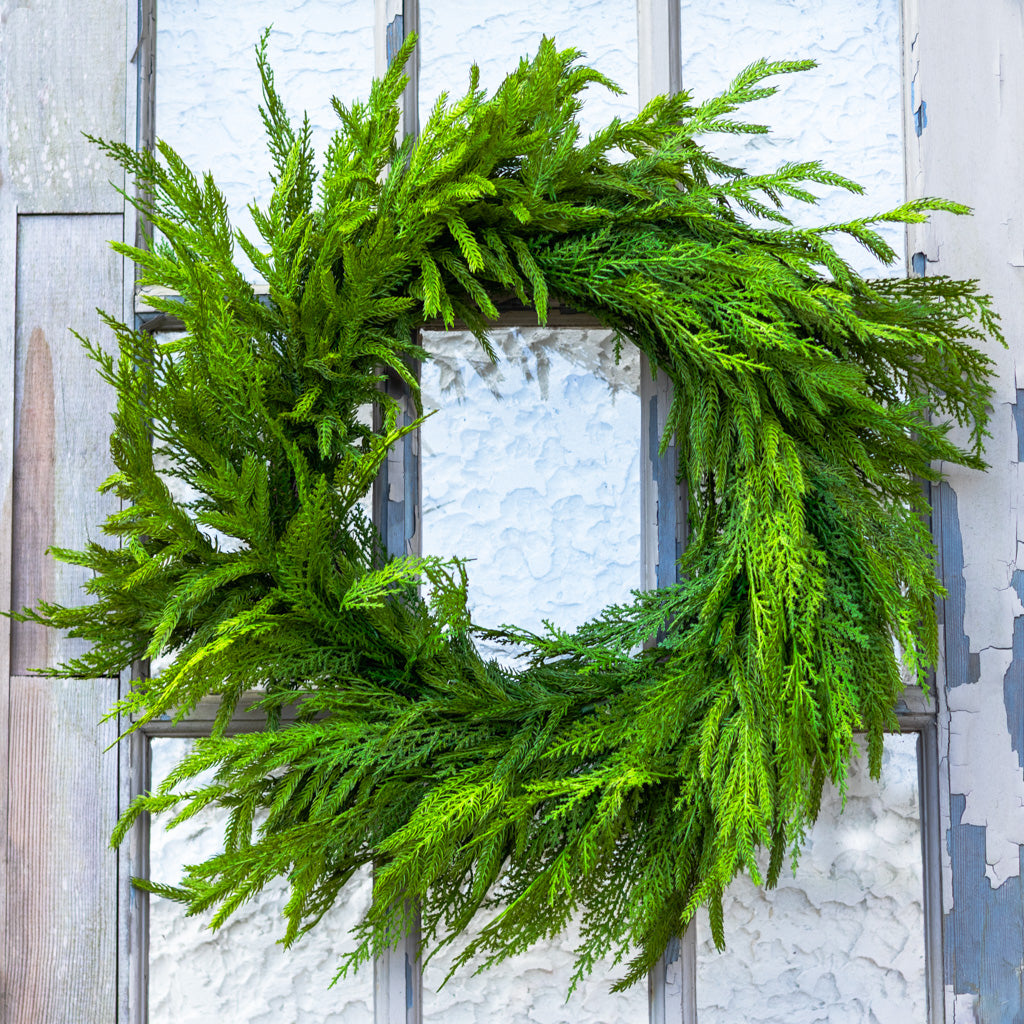 24"D Woodland Evergreen Wreath Real Touch
