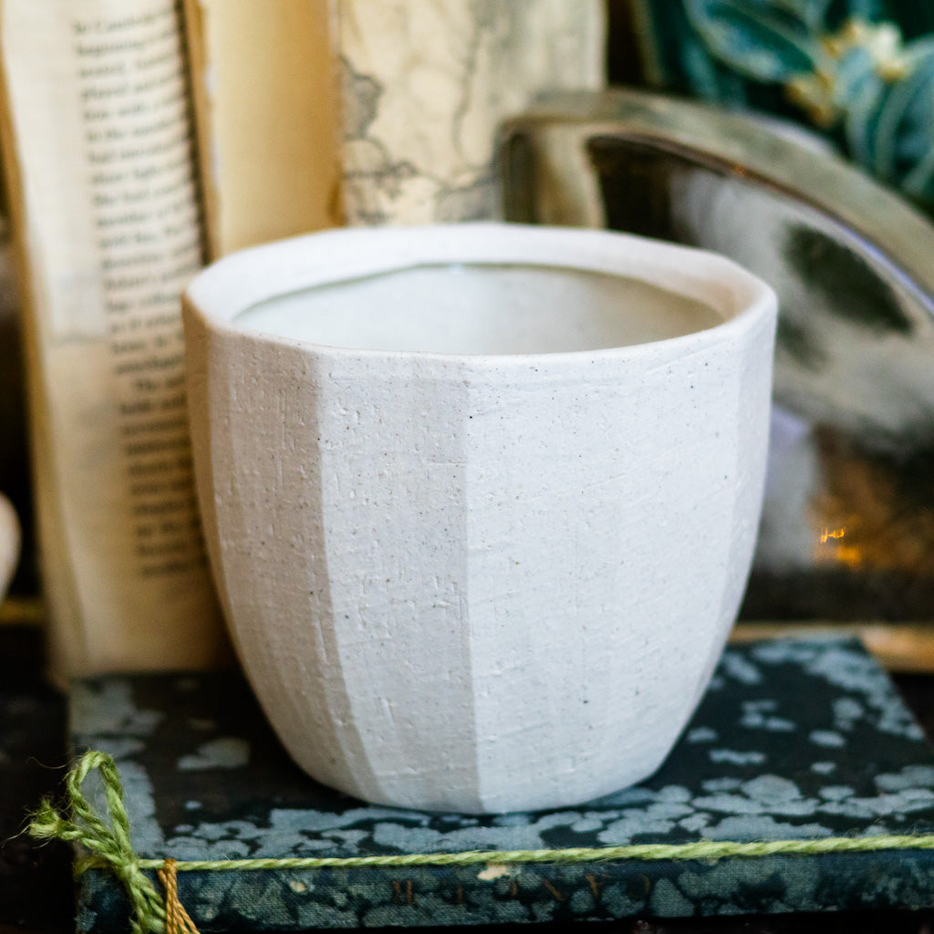 Bono White Terracotta Glazed Pot Medium