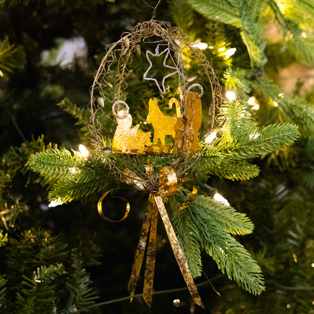 Wire Globe Nativity Ornament