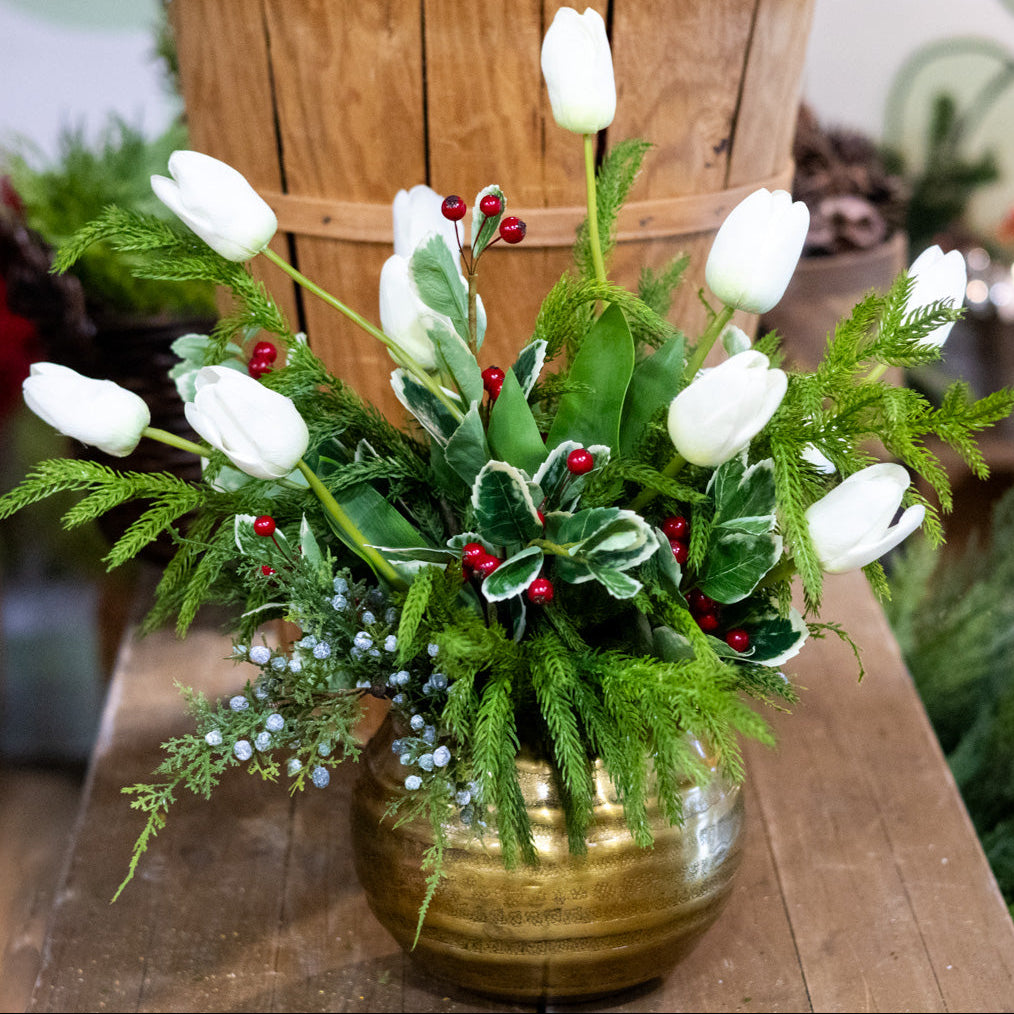 Grand White Tulip Holiday Bouquet