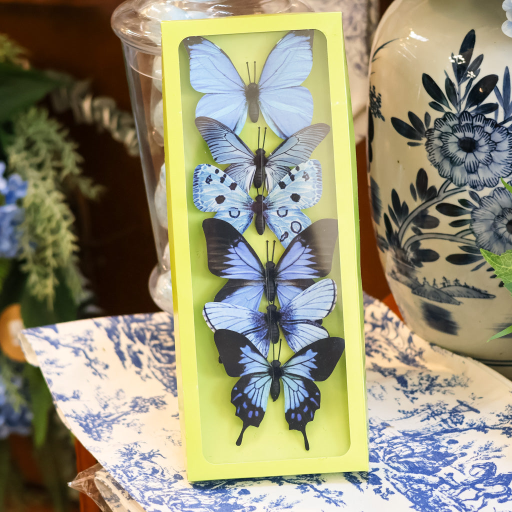 Blue Fabric Butterfly Box of Six