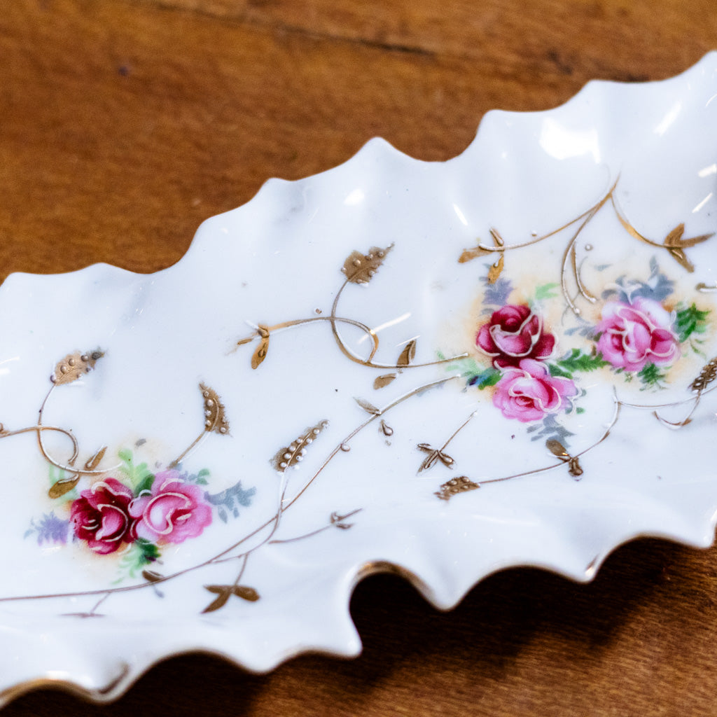 Vintage Porcelain Leaf Trinket Dish