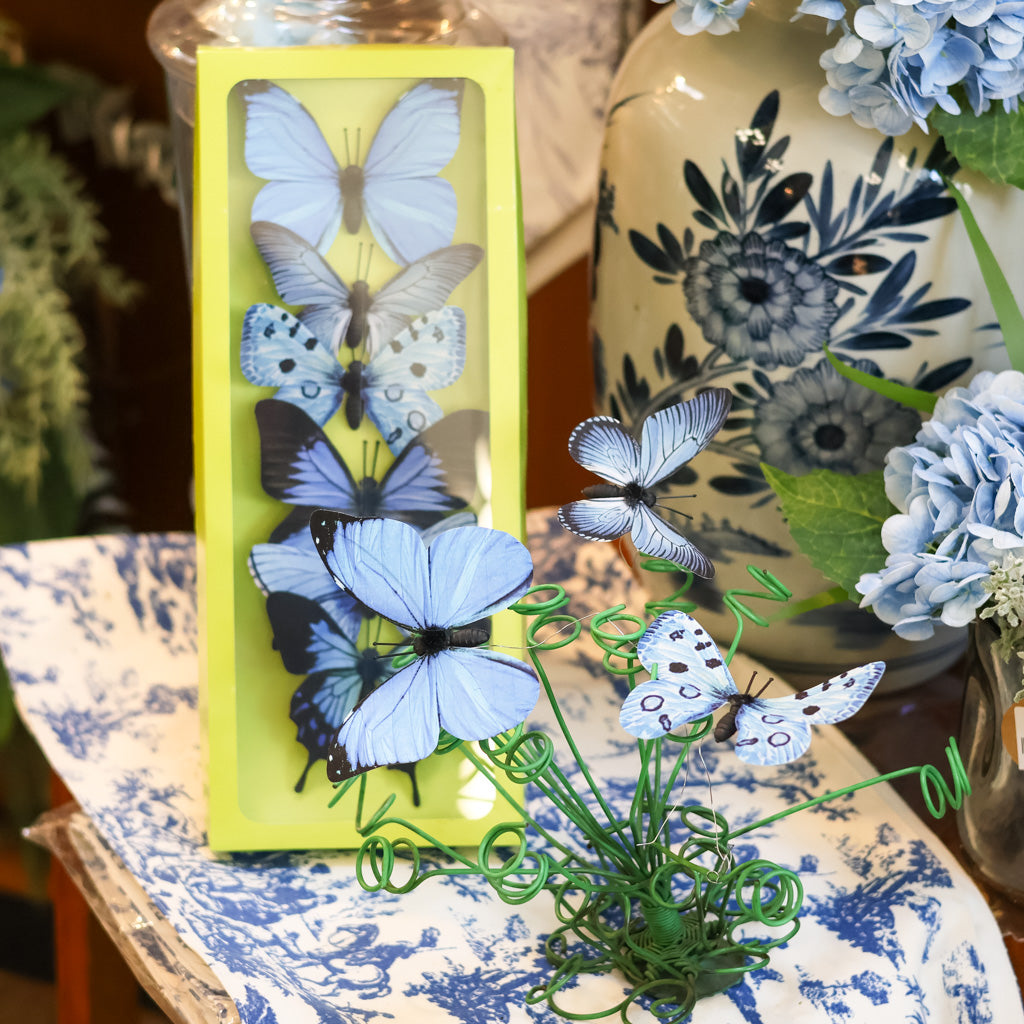 Blue Fabric Butterfly Box of Six