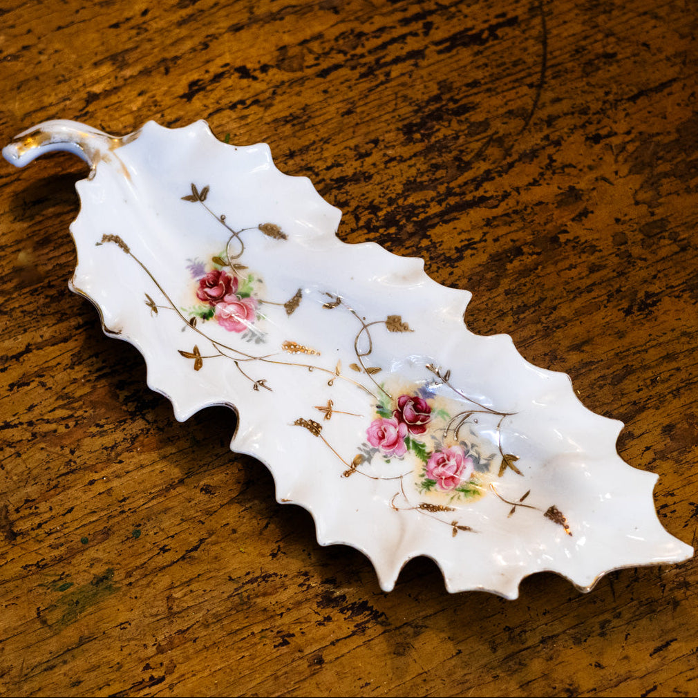 Vintage Porcelain Leaf Trinket Dish